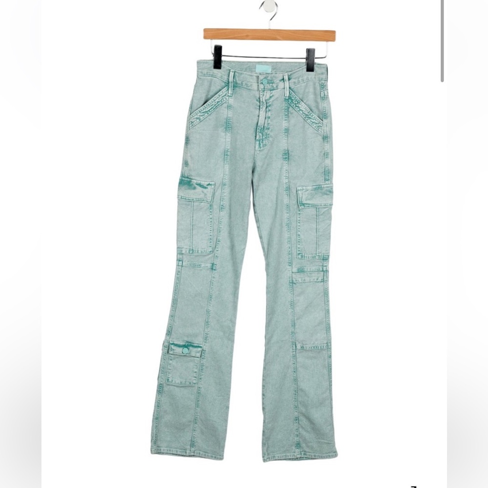 MOTHER Mint Green Flare Cargo Jeans